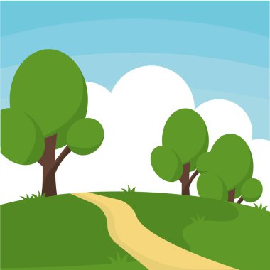 Poster ağaçları orman manzarası vektör çizimi