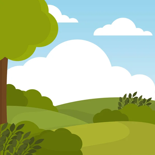 Poster veld bos landschap vector illustratie — Stockvector