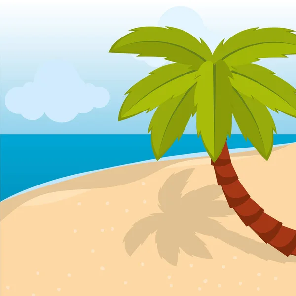 Poster palmas praia paisagem vetor ilustração —  Vetores de Stock