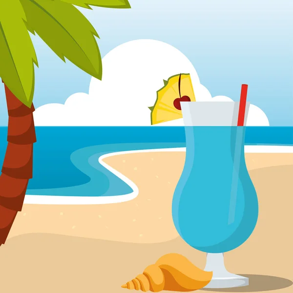Poster coctail beach landscape vector illustration — Stock Vector