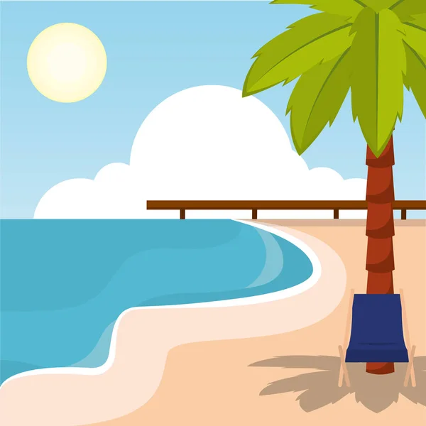 Poster sand beach landscape vector illustration — Archivo Imágenes Vectoriales