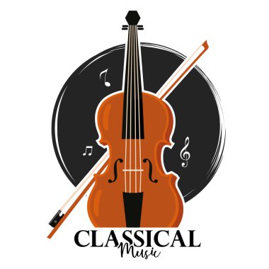 İzole edilmiş keman klasik müzik vektörü illüstrasyonu