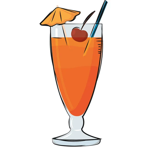 Isolada cereja cocktail vetor ilustração — Vetor de Stock