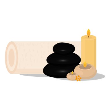 İzole havlu taşları spa vektör çizimi