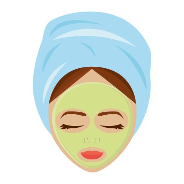 İzole edilmiş kız maskesi spa vektör çizimi