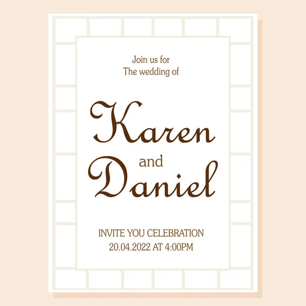 Isolated names border wedding invitation vector illustration — Stock Vector