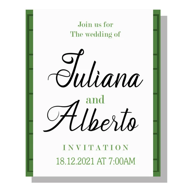 Ilustración de vectores de invitación de boda de nombres blancos aislados — Archivo Imágenes Vectoriales