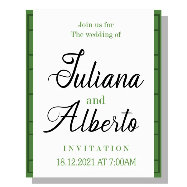 Isolated white names wedding invitation vector illustration — Vector de stock