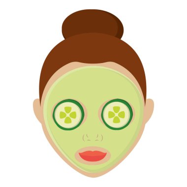 İzole edilmiş kız yeşil maske spa vektör çizimi