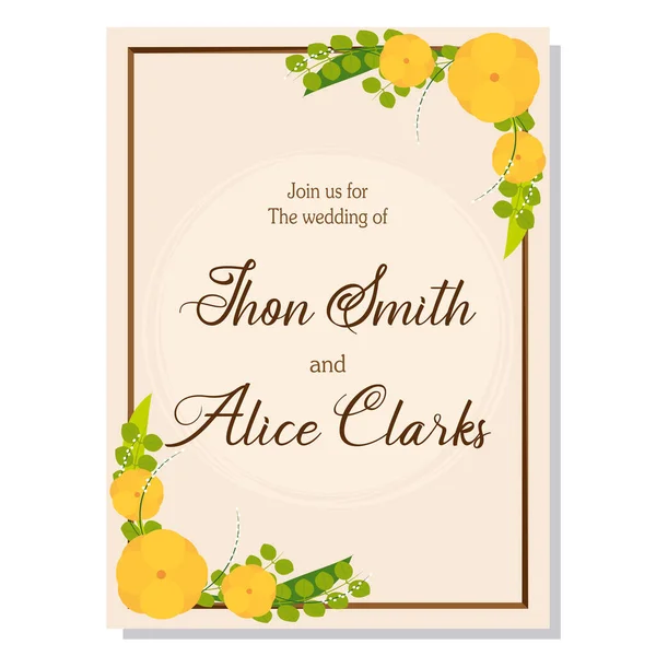 Fleurs isolées noms invitation de mariage illustration vectorielle — Image vectorielle