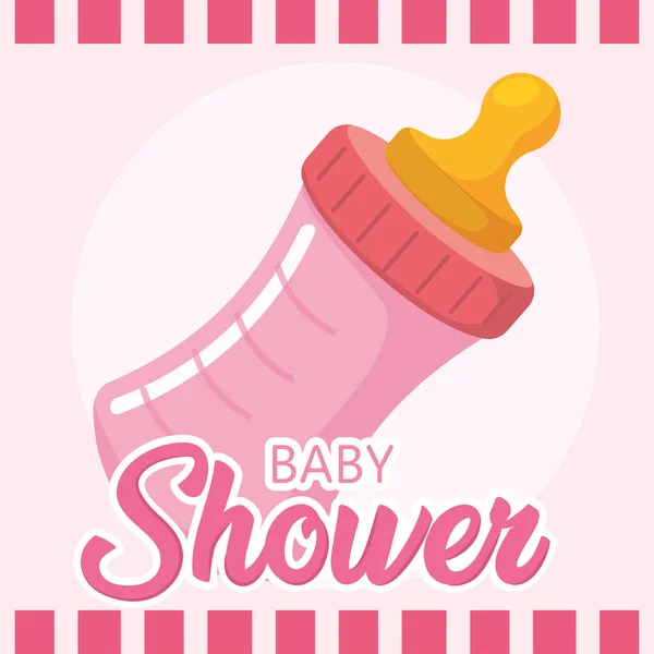 Background Pink Baby Bottles Shower Vector Illustration — Archivo Imágenes Vectoriales