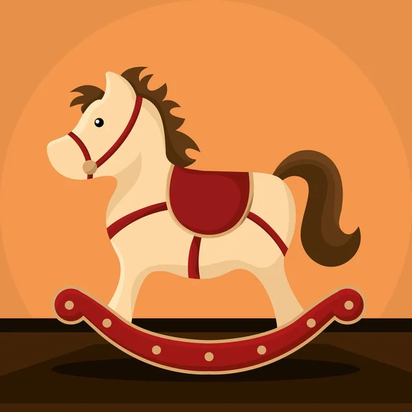 Background Horse Toys Child Enjoy Vector Illustration — 스톡 벡터