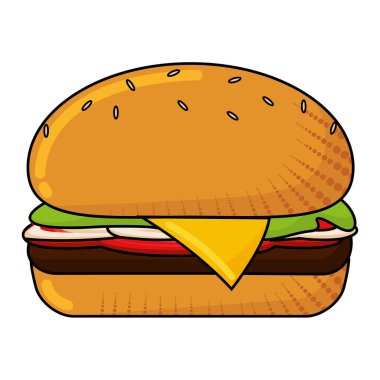 Isolated big hamburguer comic fast food vector illustration
