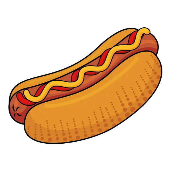 Isolated Hot Dog Comic Fast Food Vector Illustration — Vettoriale Stock