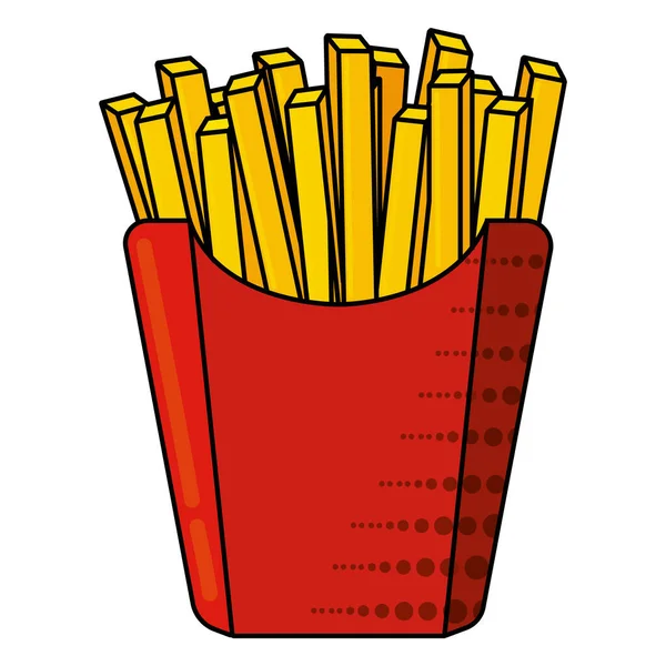 Μεμονωμένες Τηγανιτές Πατάτες Κόκκινο Κουτί Κόμικ Γρήγορη Απεικόνιση Φορέα Τροφίμων — Διανυσματικό Αρχείο