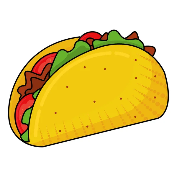Isolated Mexican Taco Comic Fast Food Vector Illustration — Vettoriale Stock