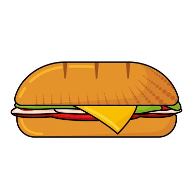 Isolated sandwich bread comic fast food vector illustration
