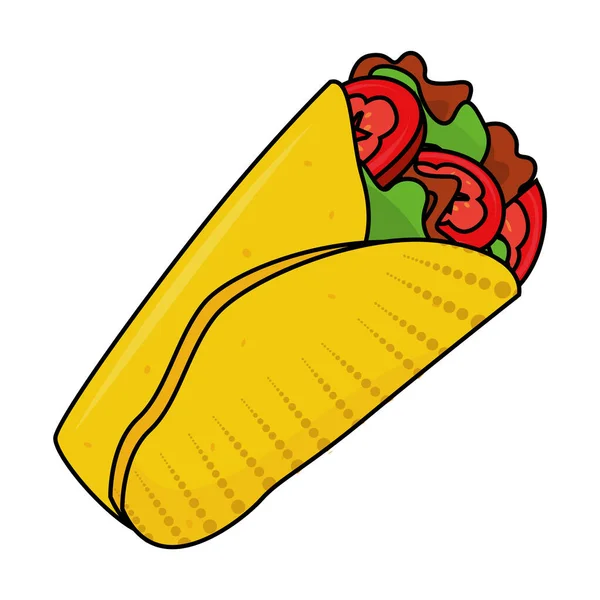 Isolated Healthy Taco Comic Fast Food Vector Illustration — Image vectorielle