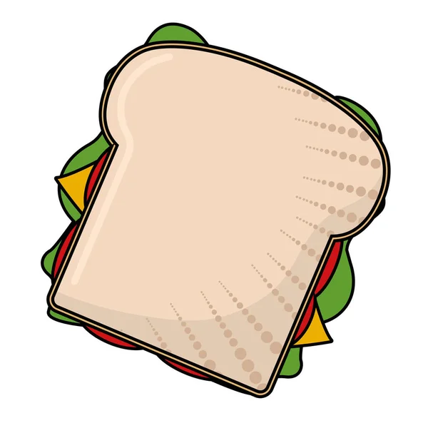 Isolated Sandwich Bread Comic Fast Food Vector Illustration — Vettoriale Stock