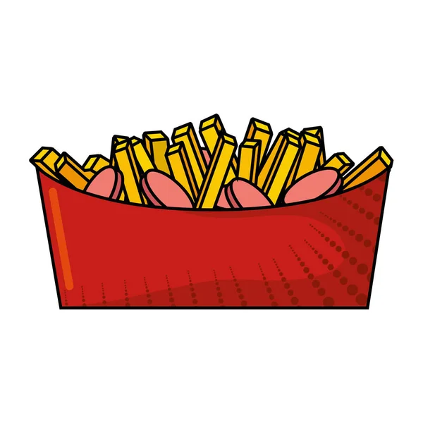 Isolated Fries French Comic Fast Food Vector Illustration — Image vectorielle