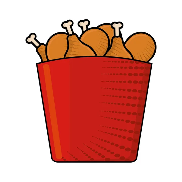 Isolated Chicken Fries Red Cubet Comic Fast Food Vector Illustration — Stockvector
