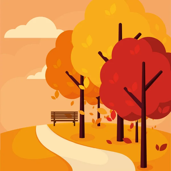 Background Yellow Trees Shair Autumn Lands Vector Illustration — 스톡 벡터