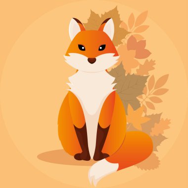Background fox animal autumn season vector illustration