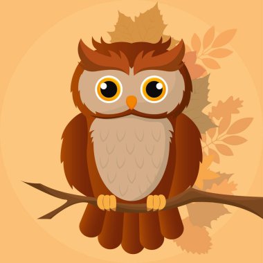 Background owl animal autumn season vector illustration