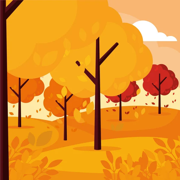 Background Yellow Trees Forest Autumn Lands Vector Illustration — Stock Vector