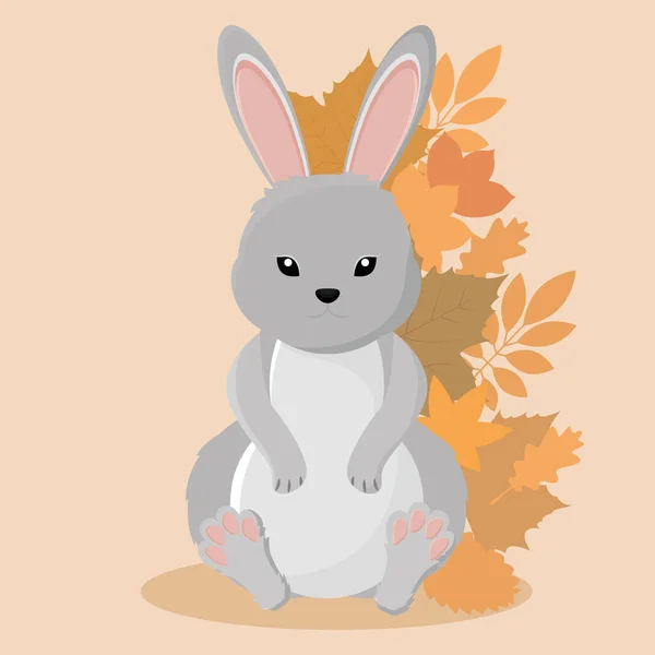 Background Rabbit Animal Autumn Season Vector Illustration — ストックベクタ