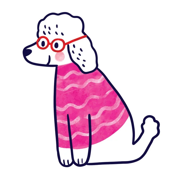 Desenhos Animados Aquarela Bonito Engraçado Cão Vetor —  Vetores de Stock