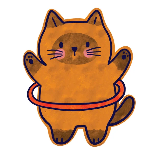 水彩画可爱猫练习题 — 图库矢量图片