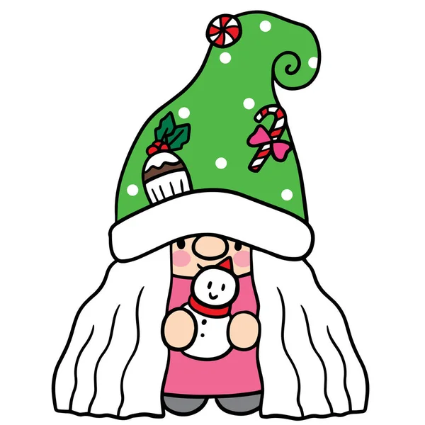 Gnomo Navidad Dibujos Animados Lindo Personaje Vector — Vector de stock