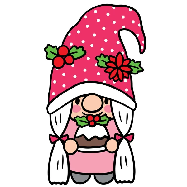 Gnome Boże Narodzenie Cartoon Cute Wektor Postaci — Wektor stockowy