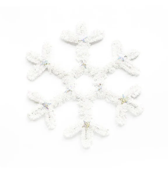 Schneeflocken Handgefertigte Dekorative Isoliert Auf Weißem Hintergrund — Stockfoto