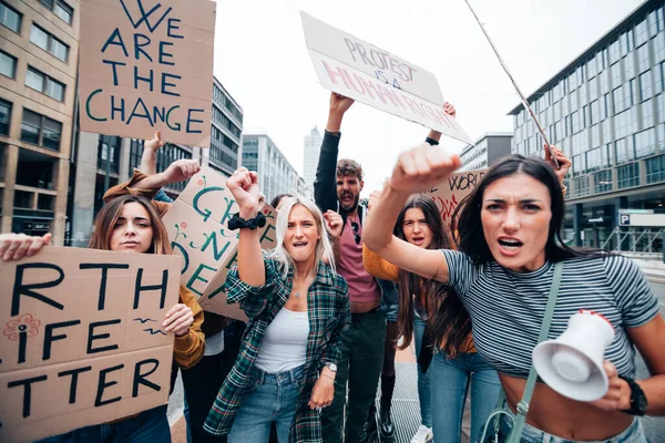 Fredagar För Framtida Protester Stadsgatan Unga Aktivister Rörelse Mot Den — Stockfoto