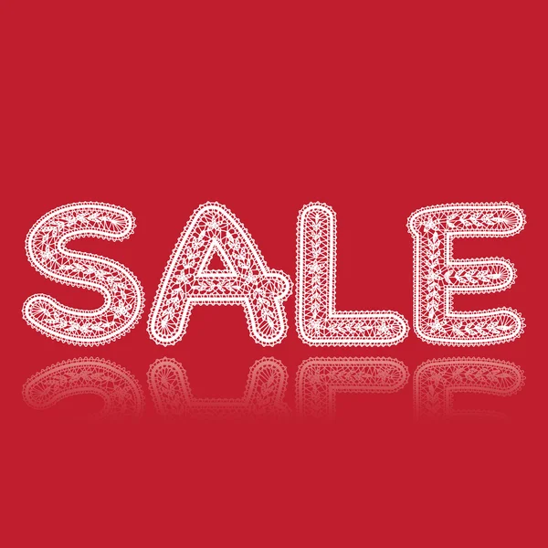 The word "sale" written lacy white letters on a red background. — Stock Vector