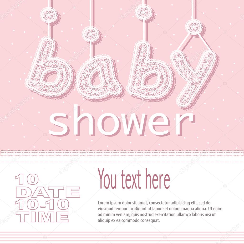 Bright baby girl arrival card shower invitation