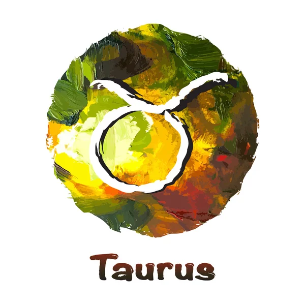 Zodiaku symbol taurus na tło wielobarwny, malowany farbami olejnymi. — Wektor stockowy