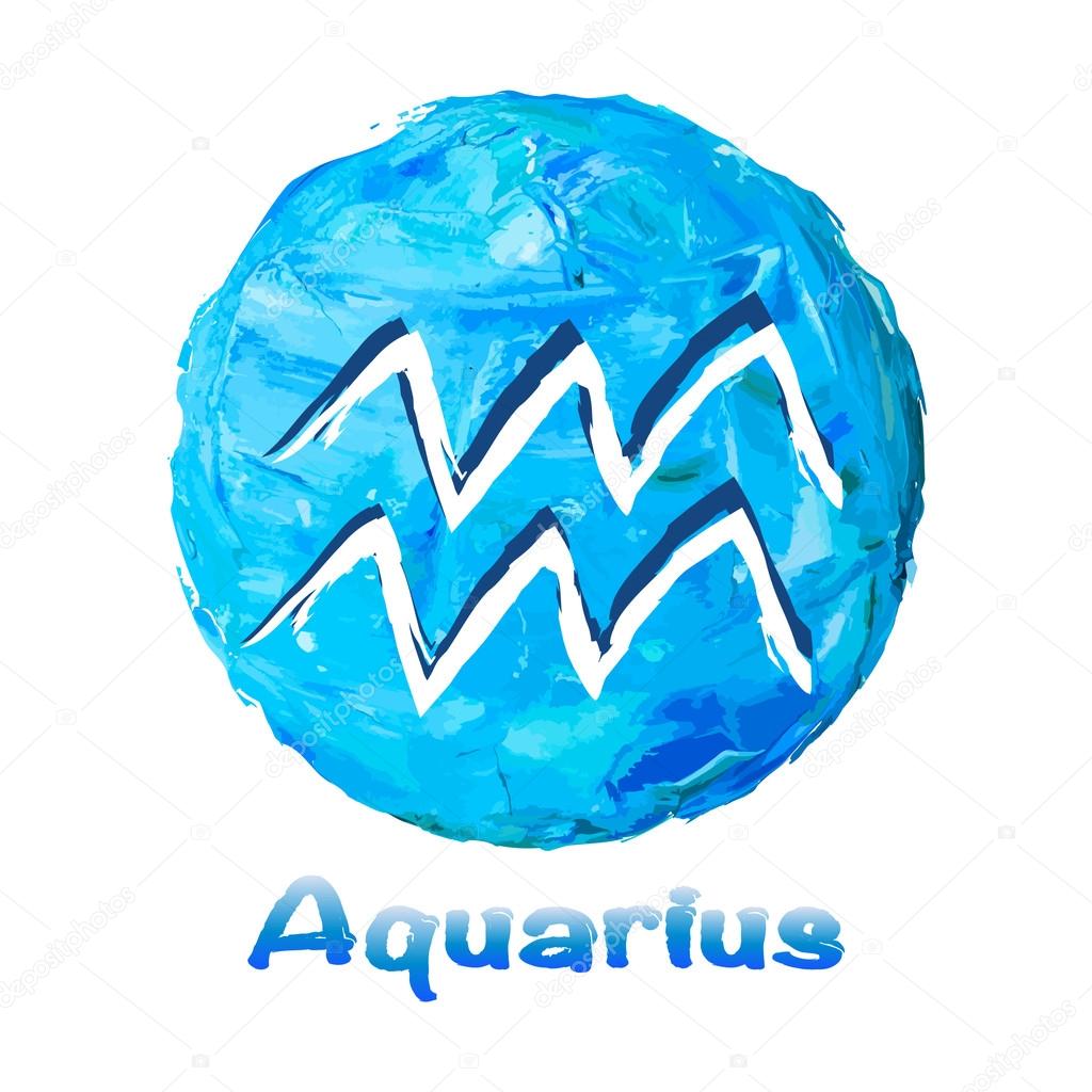 Simbolo di zodiaco acquario su uno sfondo multicolore dipinto con colori ad olio — Vettoriale