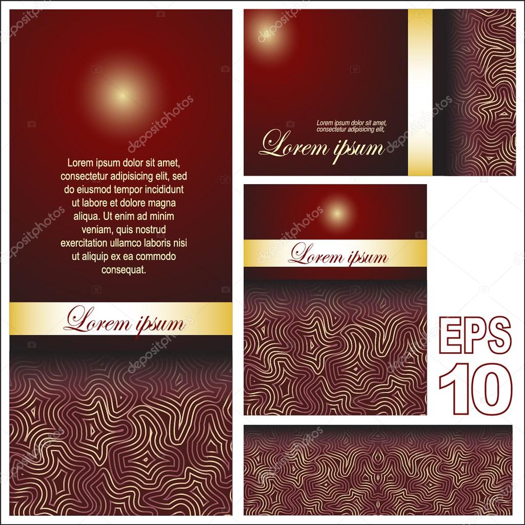 Set design business card, flayer, invitation, background with an abstract pattern of waves in colors of red wine