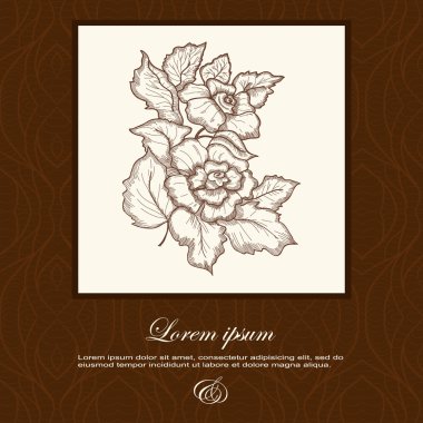 davetiye çiçekler botanik çizim tarzı ile dekore edilmiştir