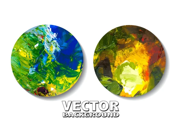 Set of buttons for design. Multicolor background, painted with oil paints — Stock Vector