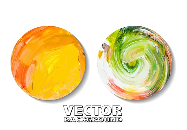 Set of buttons for design. Multicolor background, painted with oil paints — Stock Vector