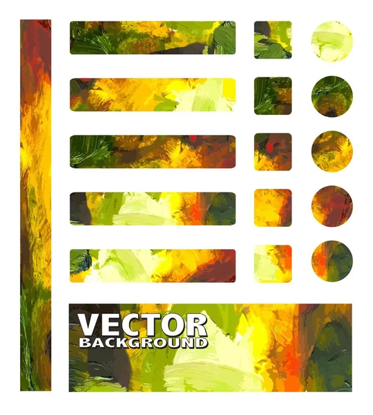 Uppsättning knappar för design. flerfärgad bakgrund, målade med oljefärger — Stock vektor