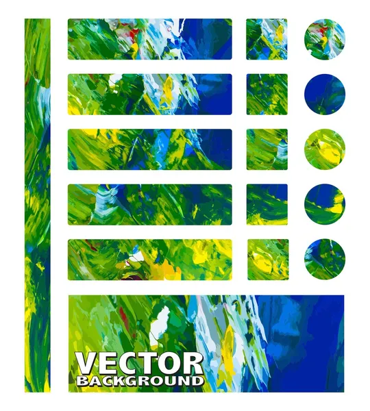 20-5Juego de botones para diseño. Fondo multicolor, pintado con pinturas al óleo — Archivo Imágenes Vectoriales