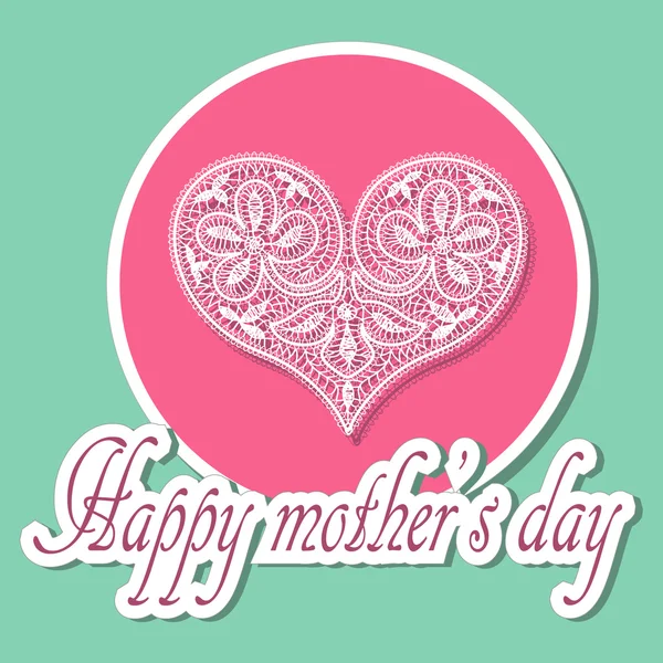 Card, banner, congratulations to Mother's Day. White lace letter. heart. Inscriptions headlines. Vector. — Stock Vector