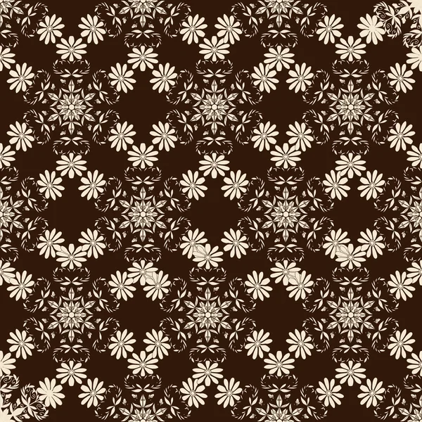 Фон с цветочным узором в цветах белого и темного шоколада — стоковый вектор