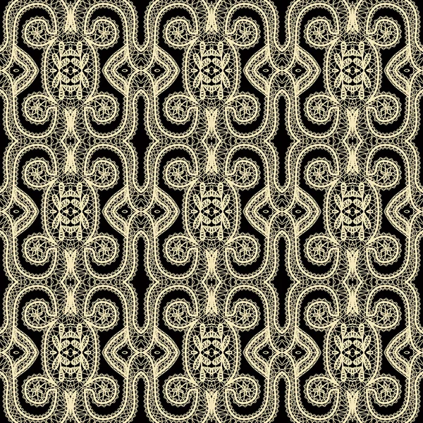 Seamless lace pattern gold and black — Stock Vector