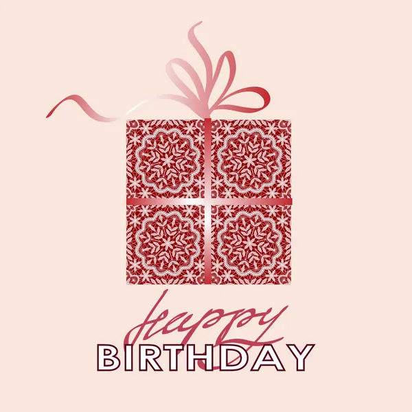 Birthday card with lace gift box — Stock Vector